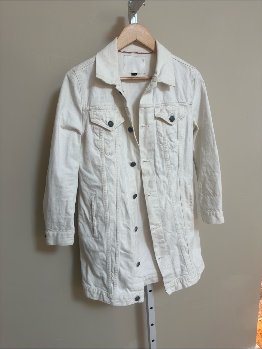 R13 Women’s M White Long Denim Trucker Jacket Coat Made in Italy
